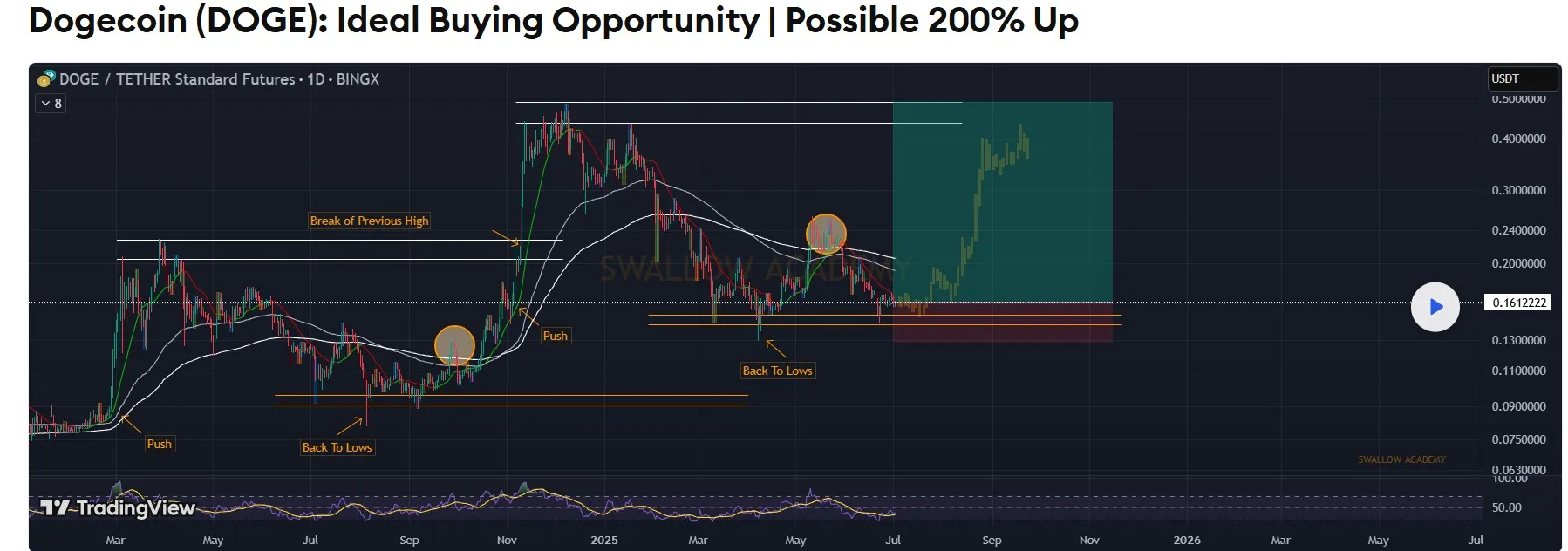 dogecoin rally verwachting swallow academy