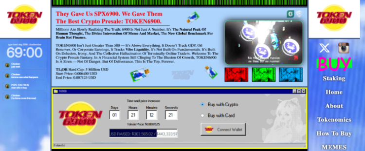 TOKEN6900 ($T6900) - Galīgā mēmiem balstītā “shitcoin” deģenu tirgotājiem