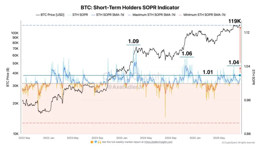 Bitcoin Short-Term Holders SOPR Indicator | Source: Axel Adler