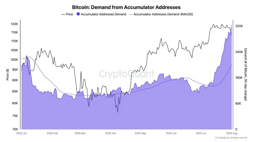 Bitcoin Demand from Accumulator Addresses | Source: Darkfost on X