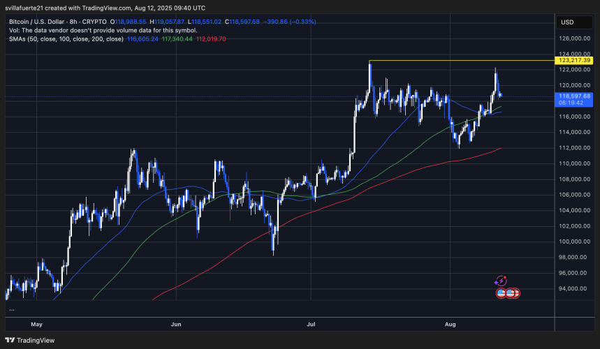 BTC probando niveles de precios clave | Fuente: Gráfico BTCUSDT en TradingView
