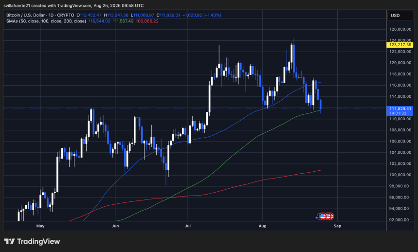 BTC manteniendo el nivel de $110K | Fuente: gráfico BTCUSDT en TradingView