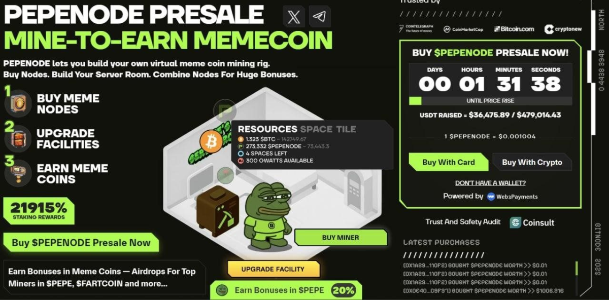 Pepenode crypto à fort potentiel