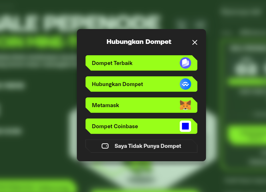 Hubungkan dompet - Cara Beli PEPENODE