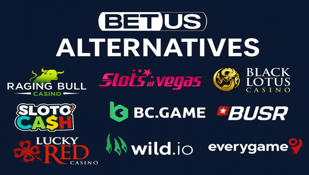 image of multiple sportsbook and casino logos displayed side-by-side as BetUS alternatives