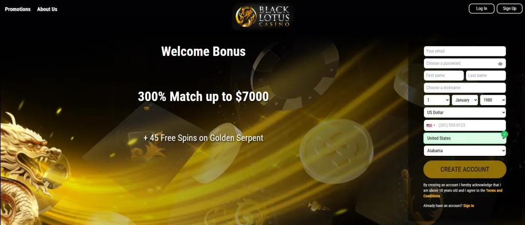 3. Black Lotus — Modern Casino With Global Appeal - sites like BetUS