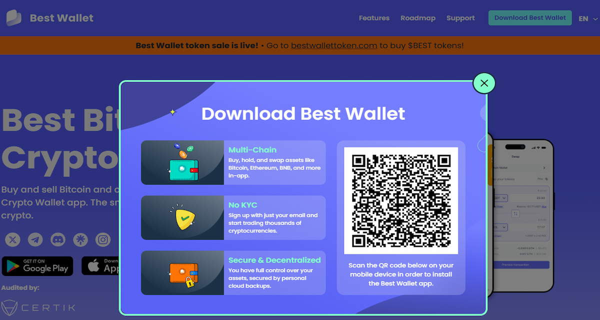 1-ci addım: Best Wallet seçmək