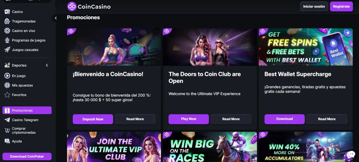 Coincasino tiene una excelente sección de promociones