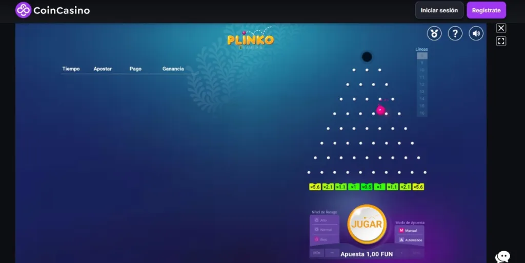 CoinCasino es el mejor casino con Plinko del mercado