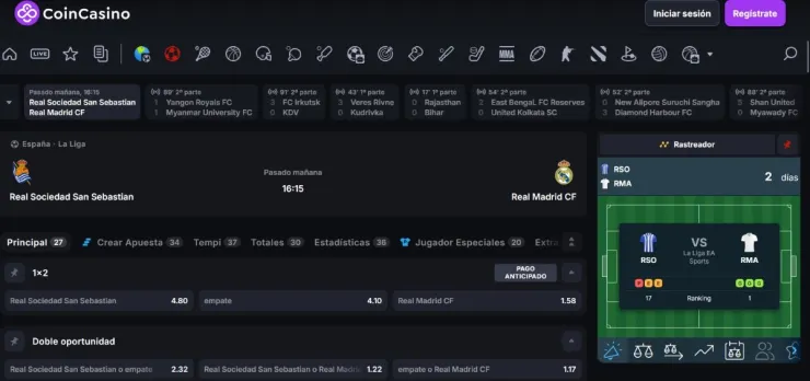 CoinCasino siempre ofrece apuestas Real Madrid Barcelona en su web