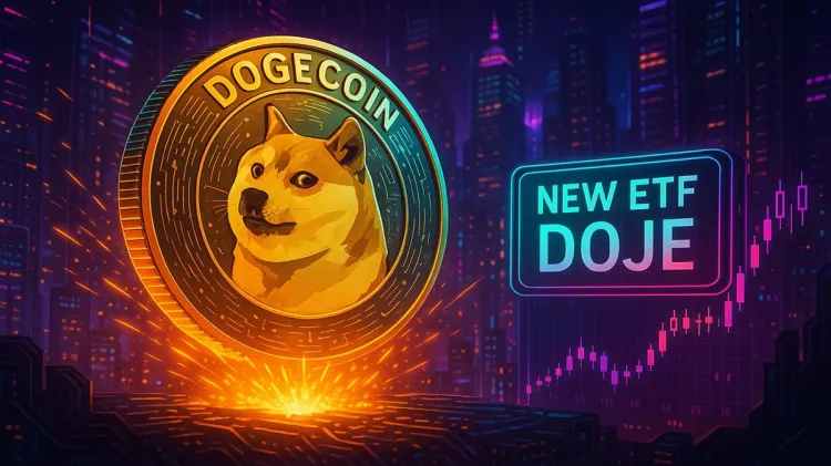Logo de Dogecoin associé à un graphique financier