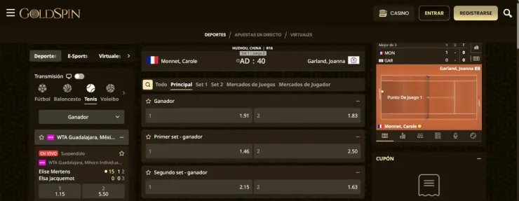 Goldspin te ofrece las mejores apuestas de tenis con cuotas mejoradas y sin verificación de cuenta