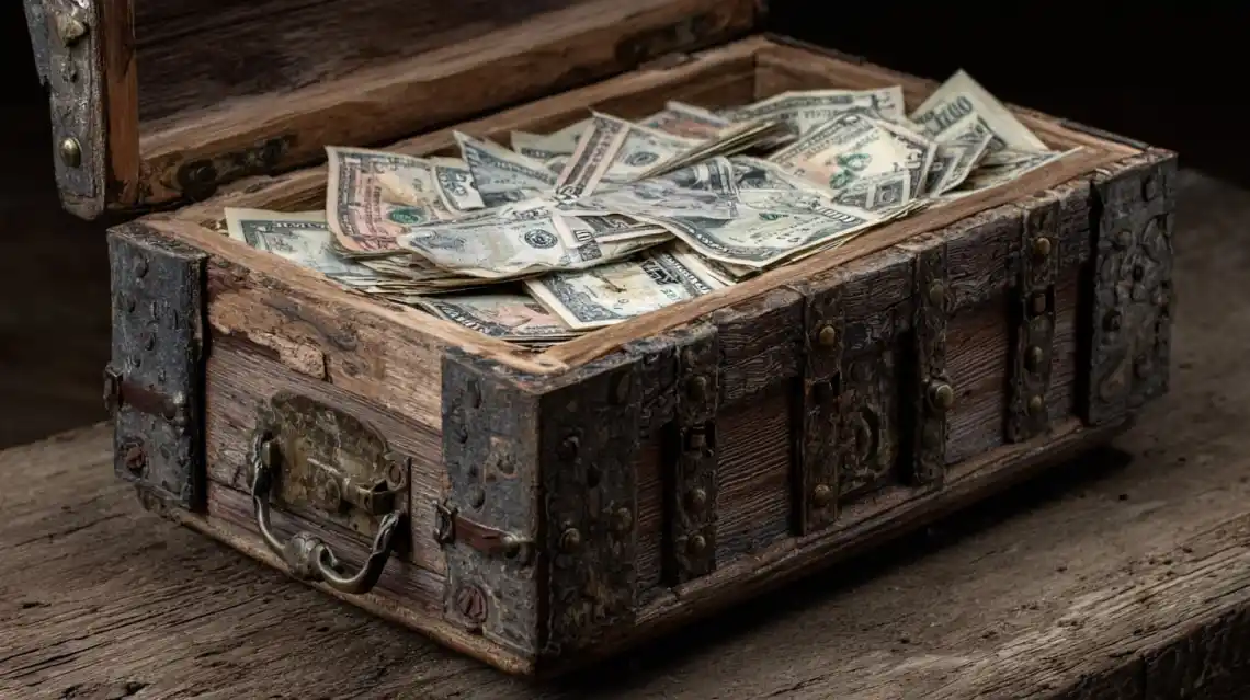 札束が入っている金色のボックス