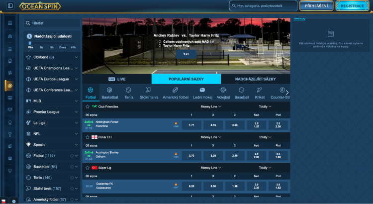 Možnosti sázení na OceanSpin