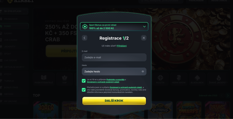 Zadání přihlašovacích údajů