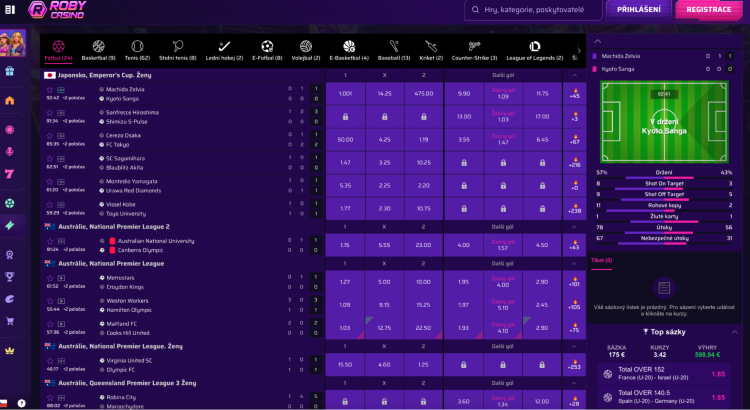 Možnosti live sázení na Robycasino zahraniční sázkové kanceláře