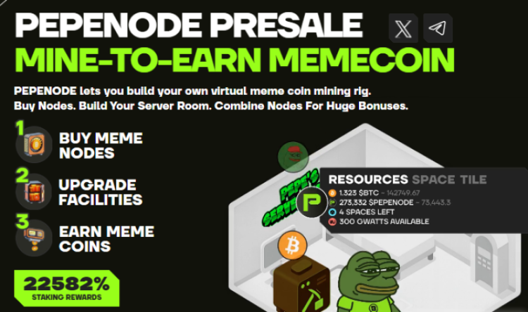 PepeNode Mine-to-Earn meme coin on the presale website.