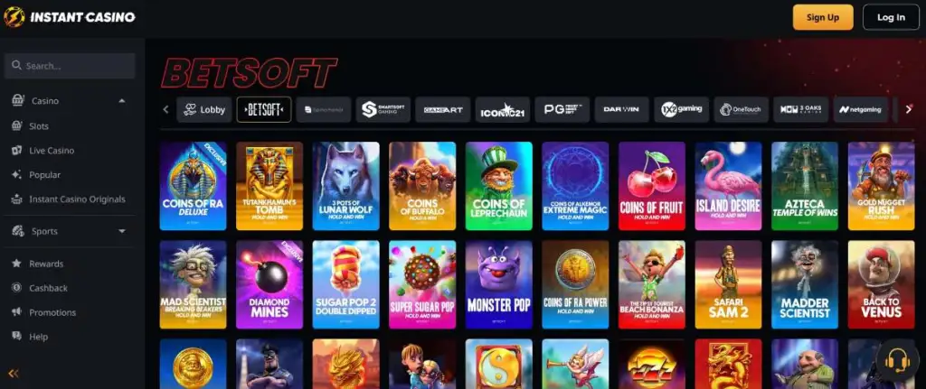 Instant Casino incluye decenas de juegos Betsoft en su catálogo
