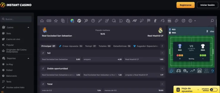 Instant Casino ofrece bonos para apostar al Real Madrid y Barcelona