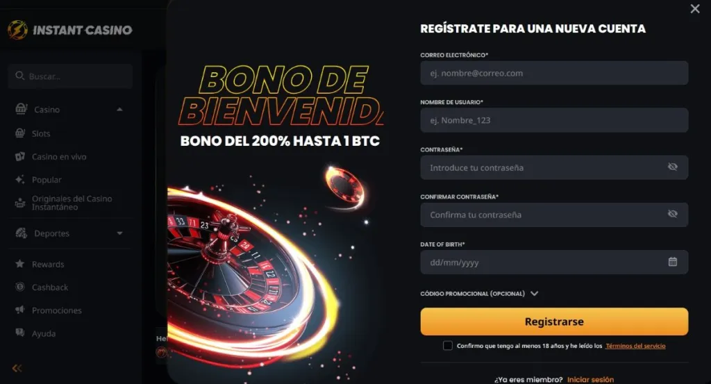 Instant Casino es uno de los mejores casinos con Trust Wallet del mercado