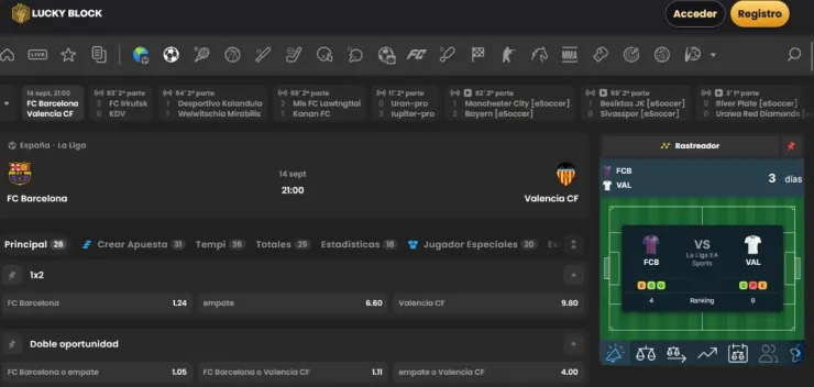 Lucky Block incluye pronósticos Madrid Barcelona de todo tipo