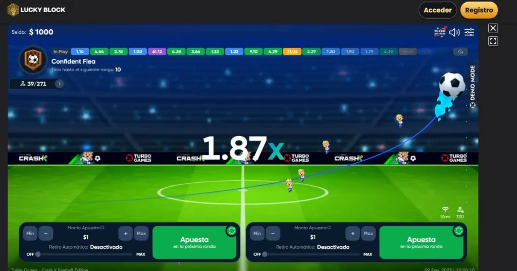 Lucky Block permite probar juegos Crash gratis o con dinero real