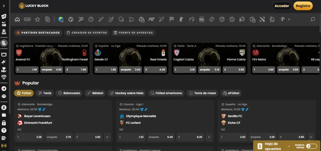 Uno de los mejores sitios donde encontrar apuestas seguras es Lucky Block