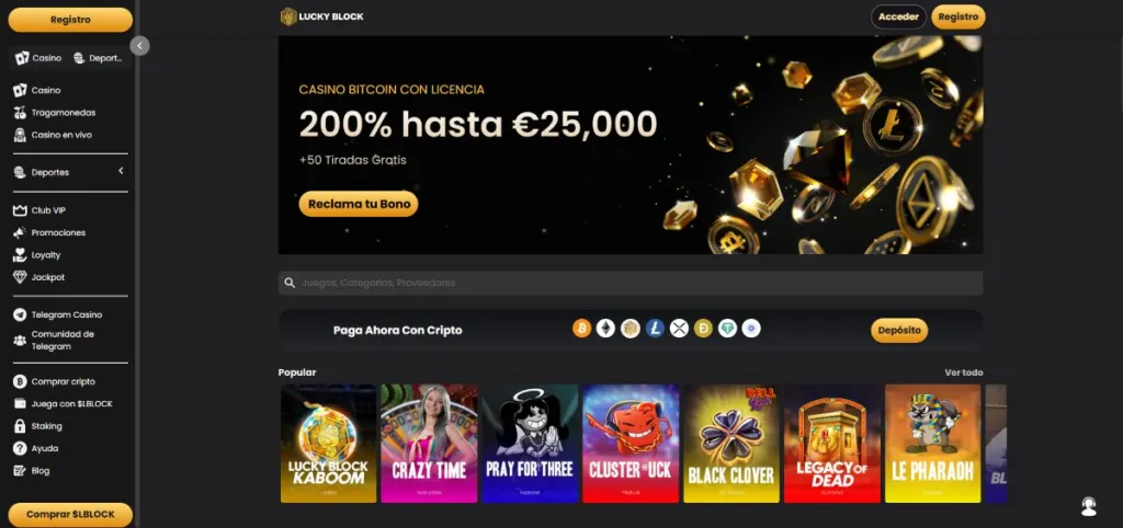 Lucky Block es un casino crypto adaptable a teléfonos móviles