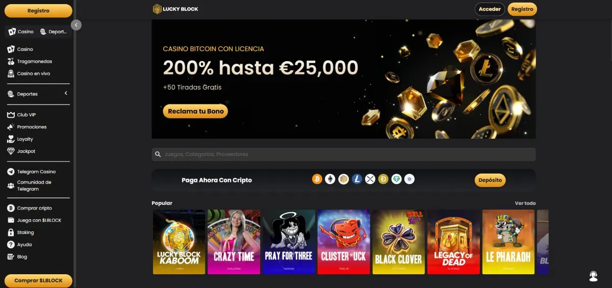 Lucky Block es un casino crypto con un excelente bono de bienvenida