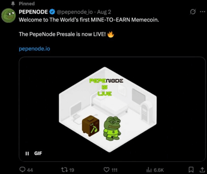 PepeNode’s game teaser and announcement on X.