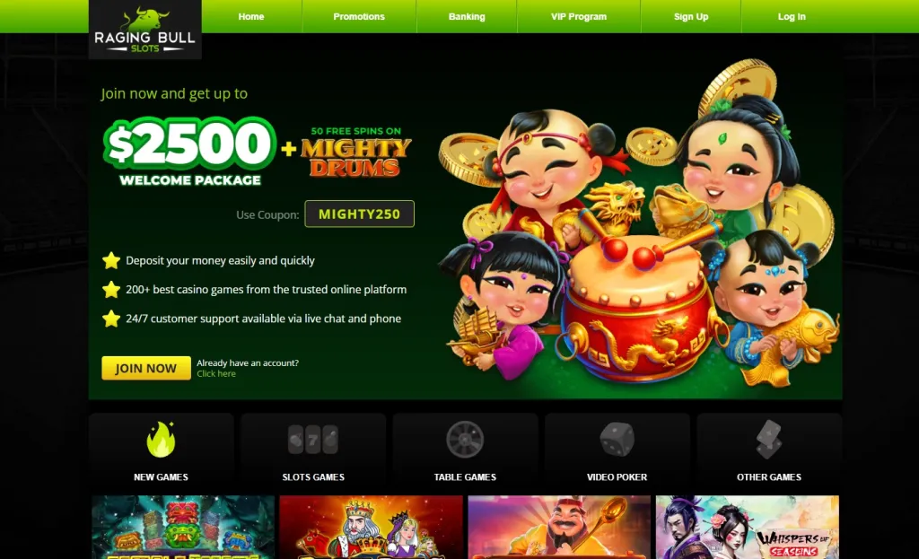 1. Raging Bull Slots — Wide Variety of Slots & Strong Bonuses - sites like BetUS