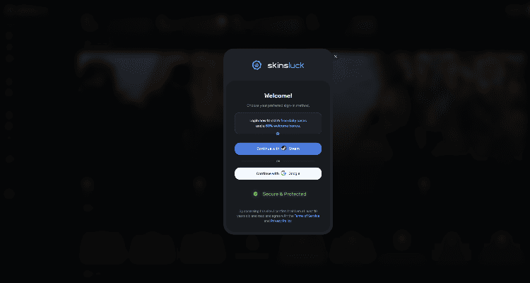 Kaip prisijungti prie Skinsluck?