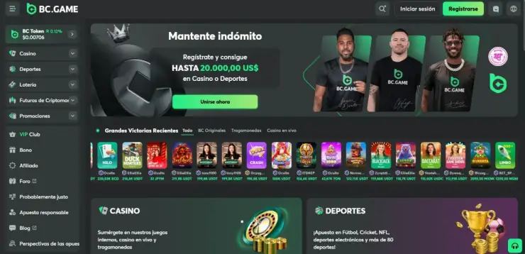 BC.Game admite apuestas crypto y con monedas fiat