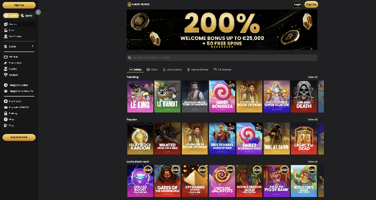 Lucky Block žaidimų pasirinkimas