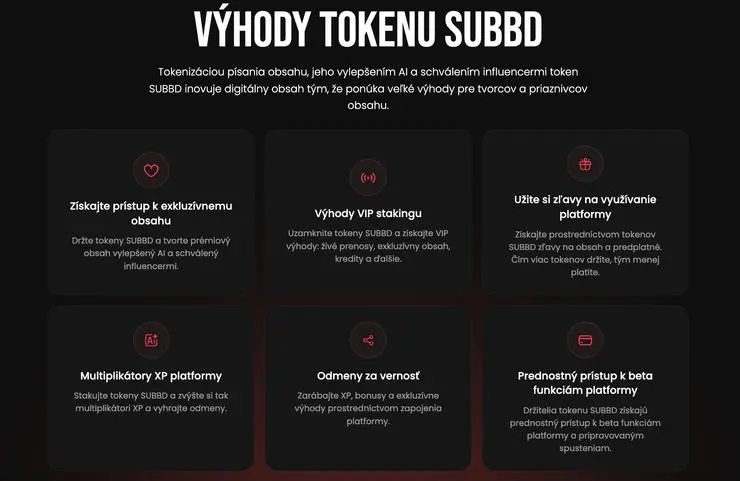 výhody tokenu SUBBD