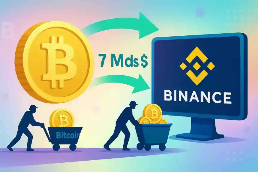 Les mineurs Bitcoin transfèrent 7 Mds $ vers Binance : pression vendeuse en vue ?