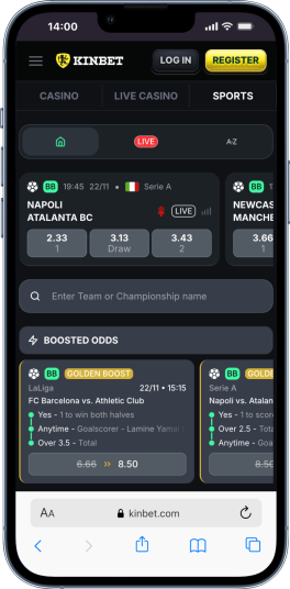 kinbet sports betting page