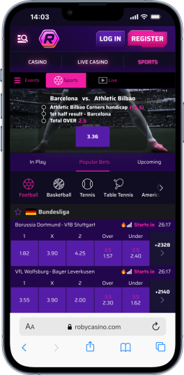 roby casino sports betting page