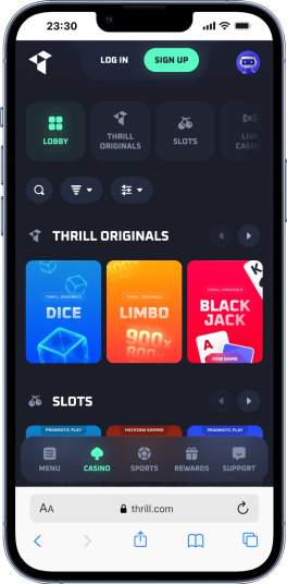 thrill casino mobile screenshot