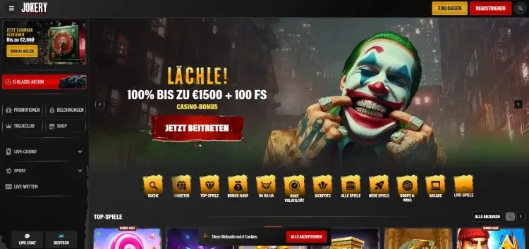 Jokery Casino Homepage