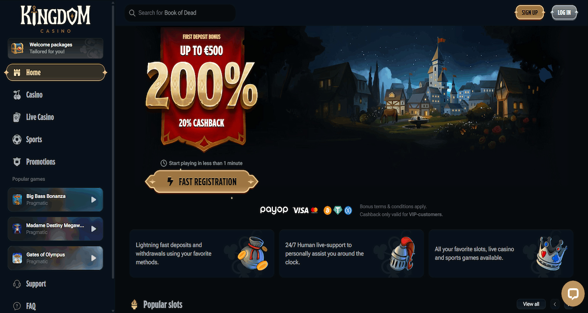 Kingdom Casino - Provides a regal gaming experience with high-stakes tables and exclusive VIP rewards.