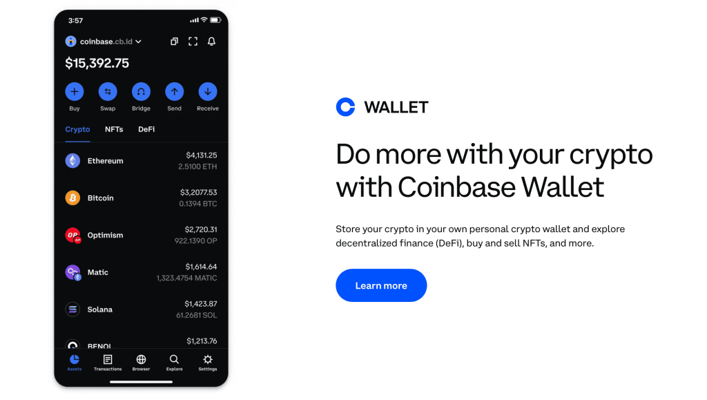 Krypto peněženka Coinbase