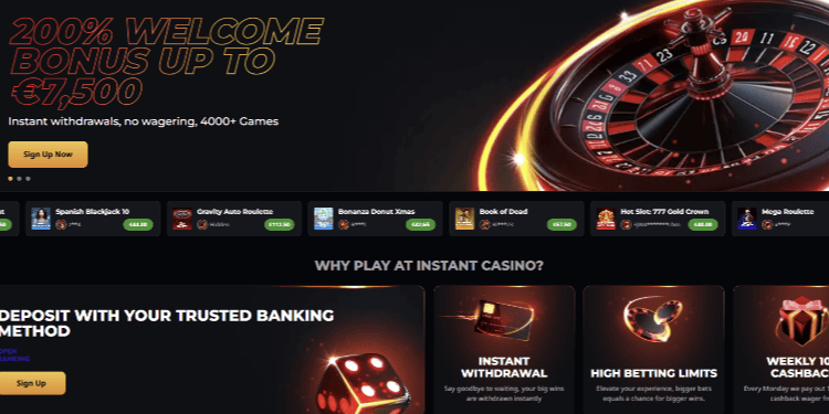 1. Instant Casino - greitas, modernus ir saugus žaidimų pasaulis