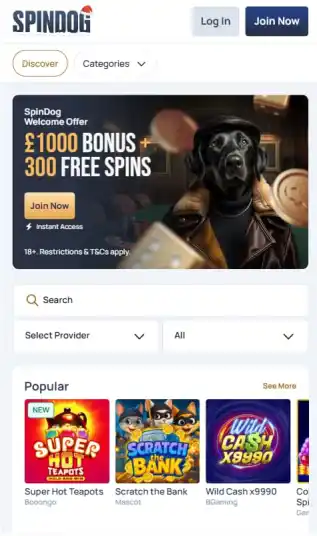 spindog non gamstop casino mobile screenshot